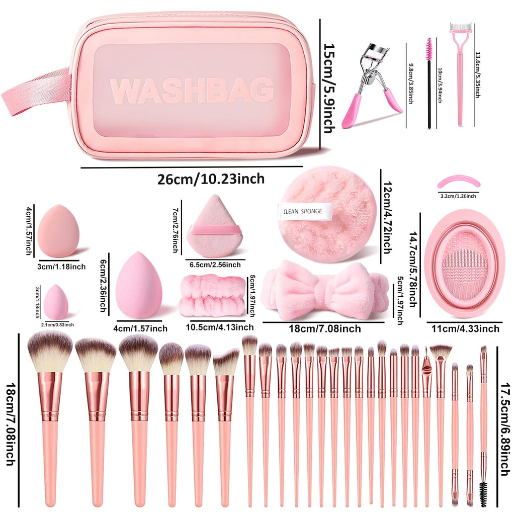 HGHDBT Juego de 70 brochas de maquillaje rosadas, kit de maquillaje...