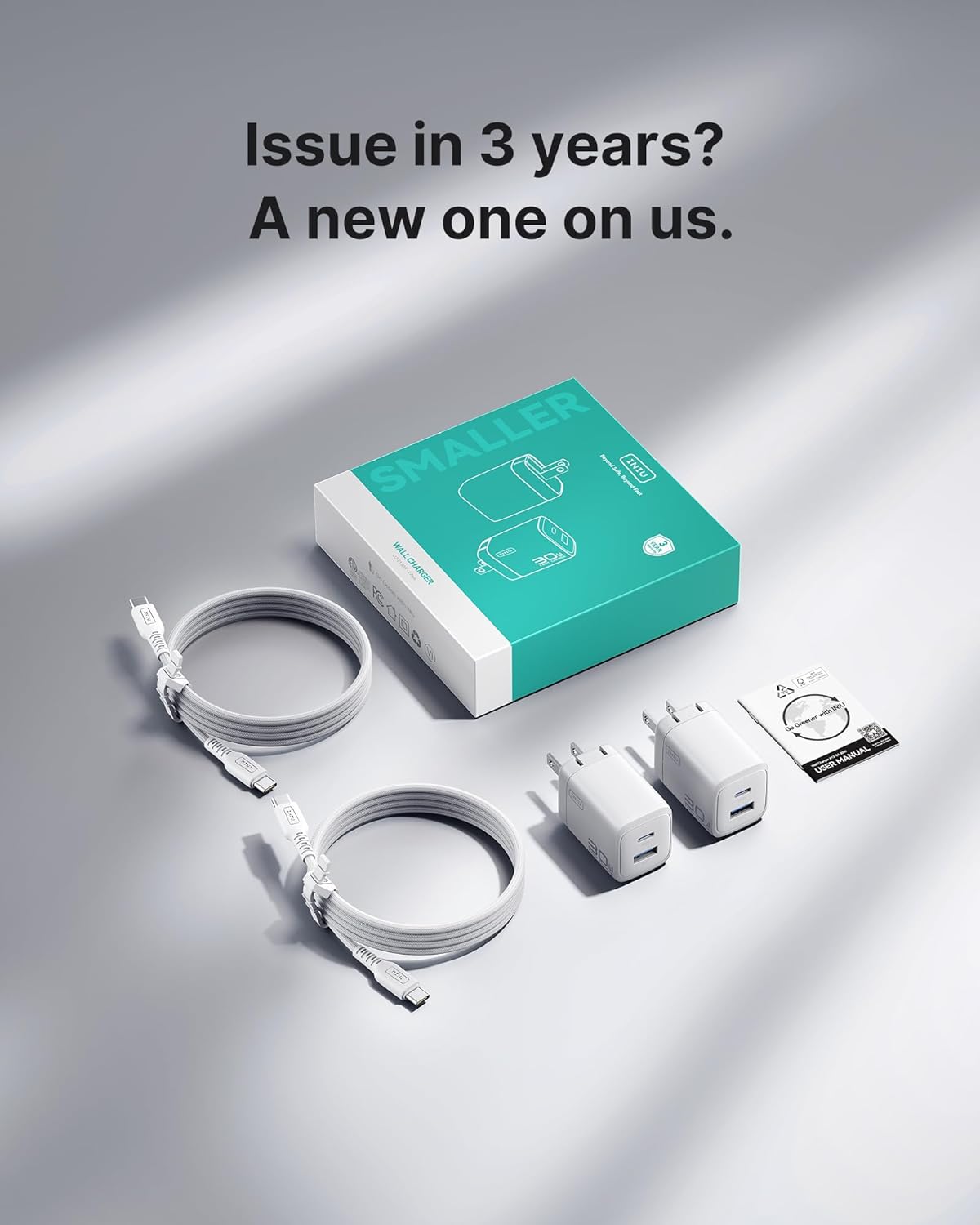INIU Cargador USB C Bloque, 30W Pack de 2 PD Carga Rápida, [USBC +...