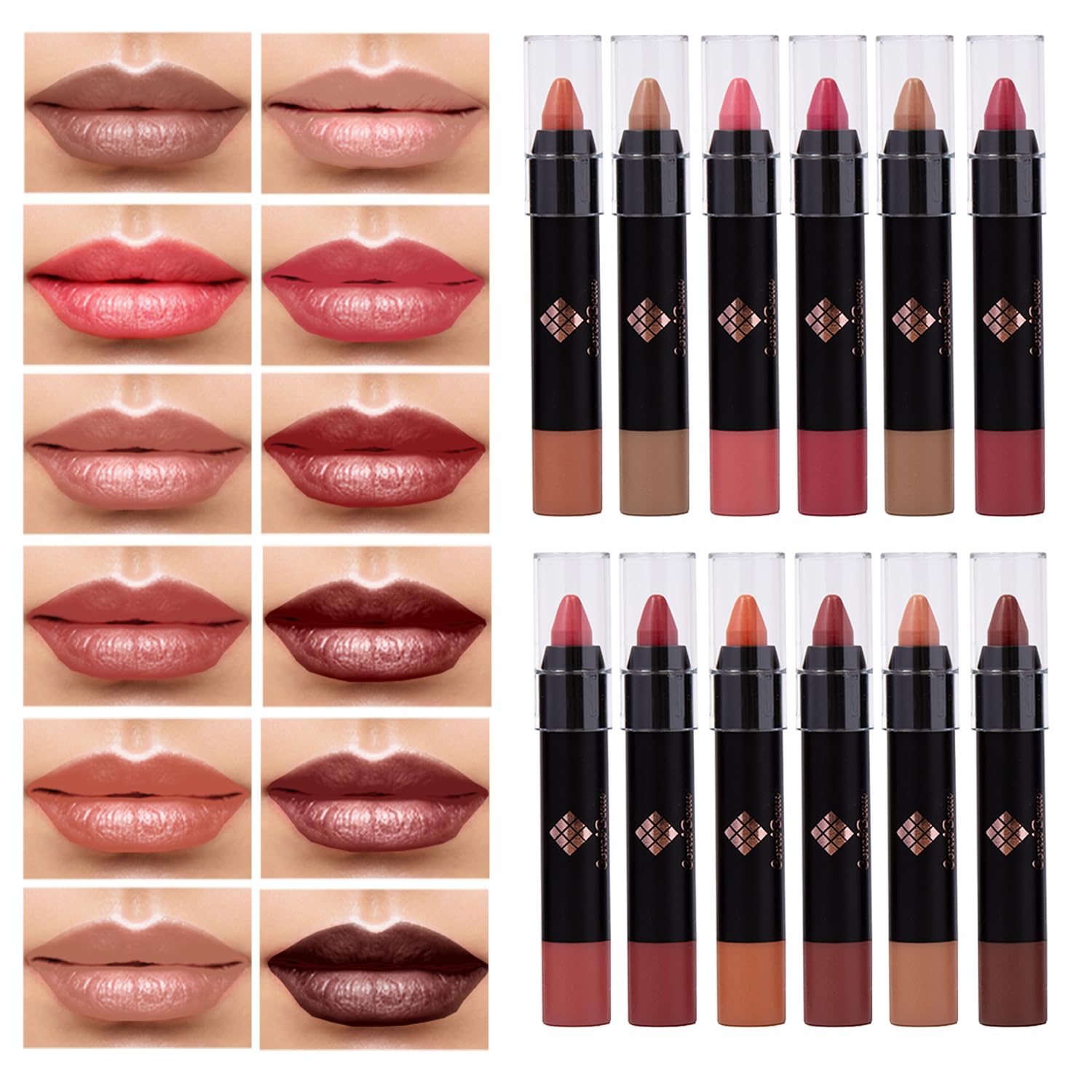 CoralBeau Juego de lápices labiales mate, juego de 12 lápices labia...