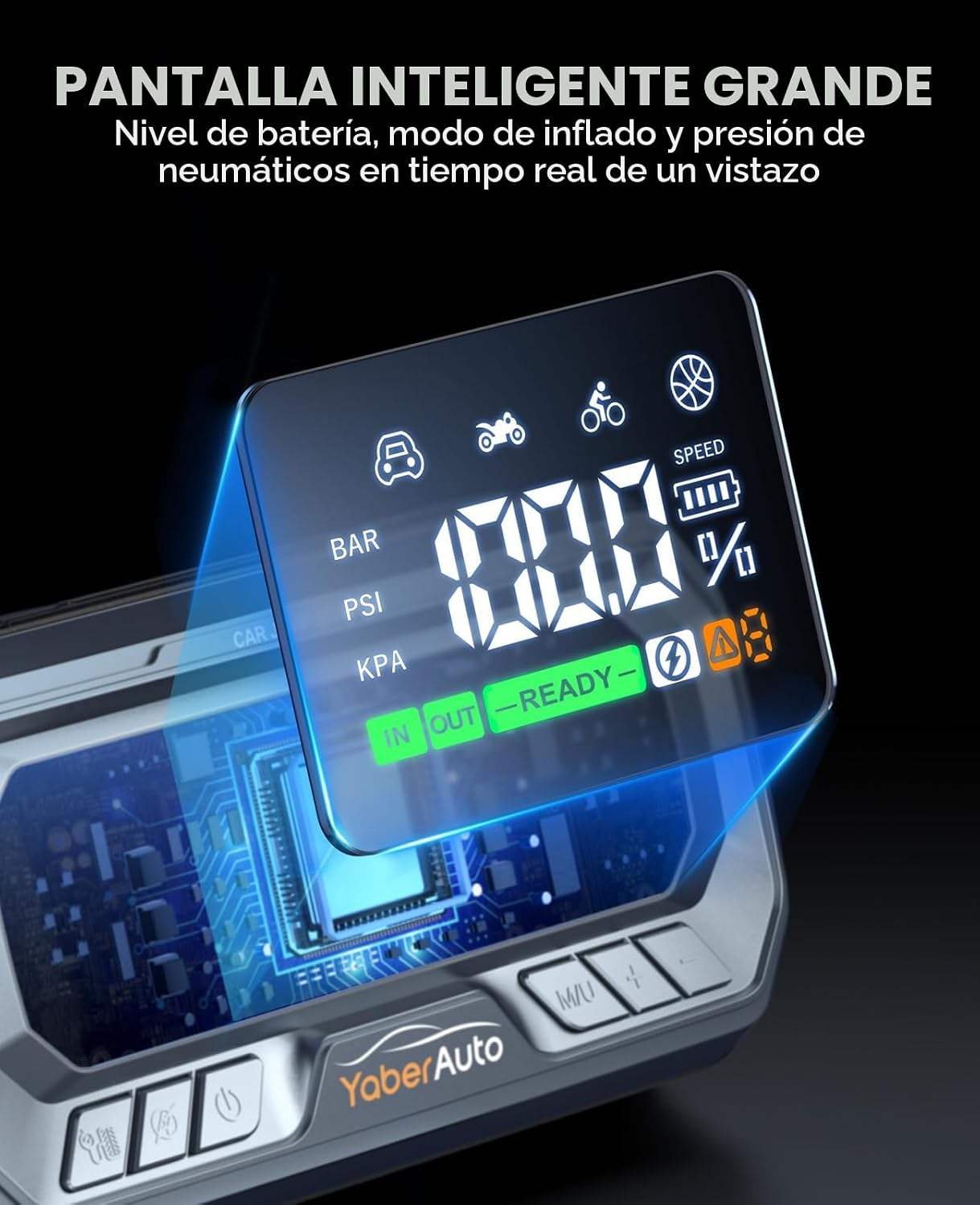 YaberAuto Arrancador de salto 12 en 1 con compresor de aire 8000A 1...
