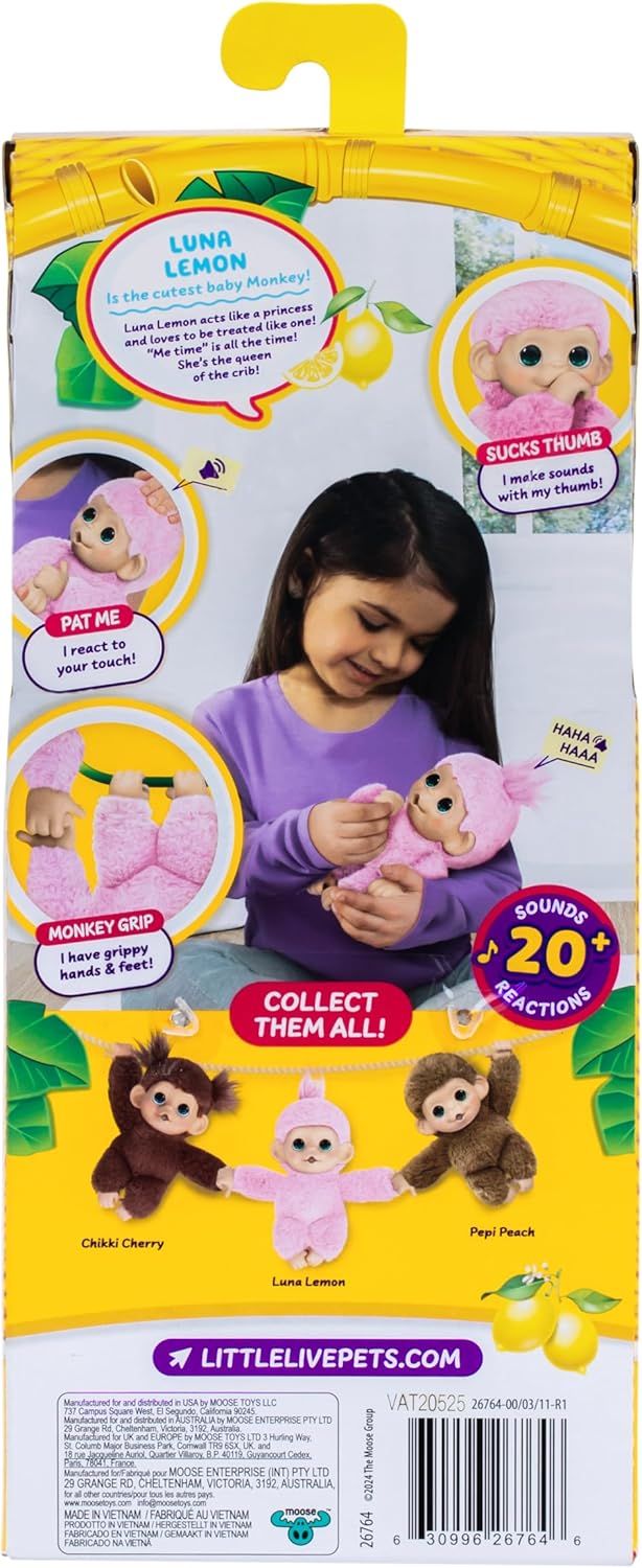 Little Live Pets Baby Monkey Minis \u2013 Luna Limón. Juguete inter...