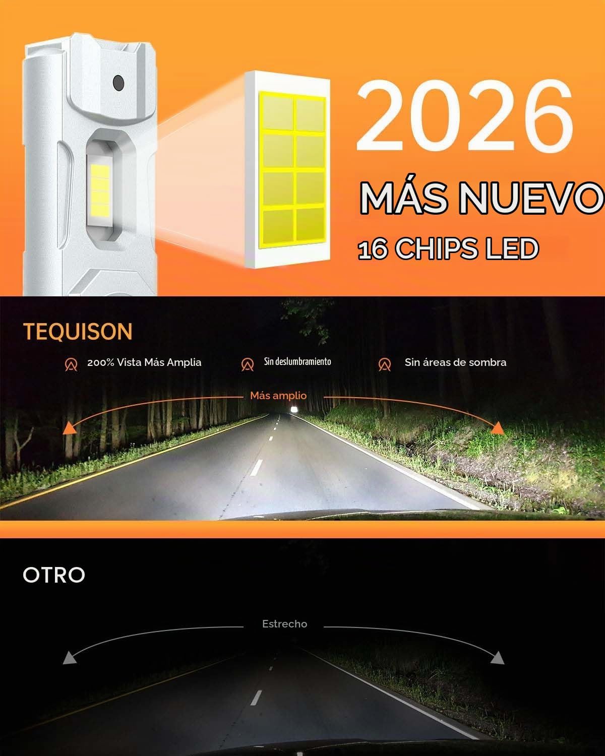 Tequison - Bombillas 9005\/HB3, 50000 lm ultra brillantes 6500 K bl...