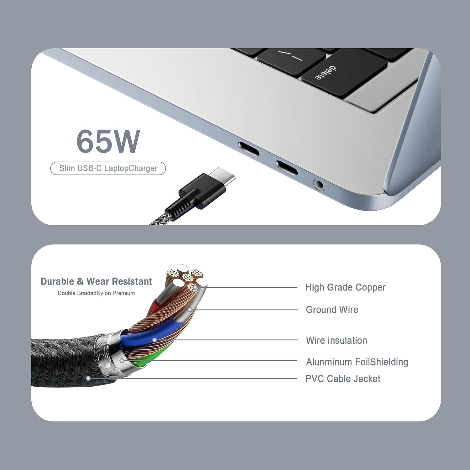 Nuevo Slim 65 W USB C Cargador para portátil HP Cargador Elitebook...