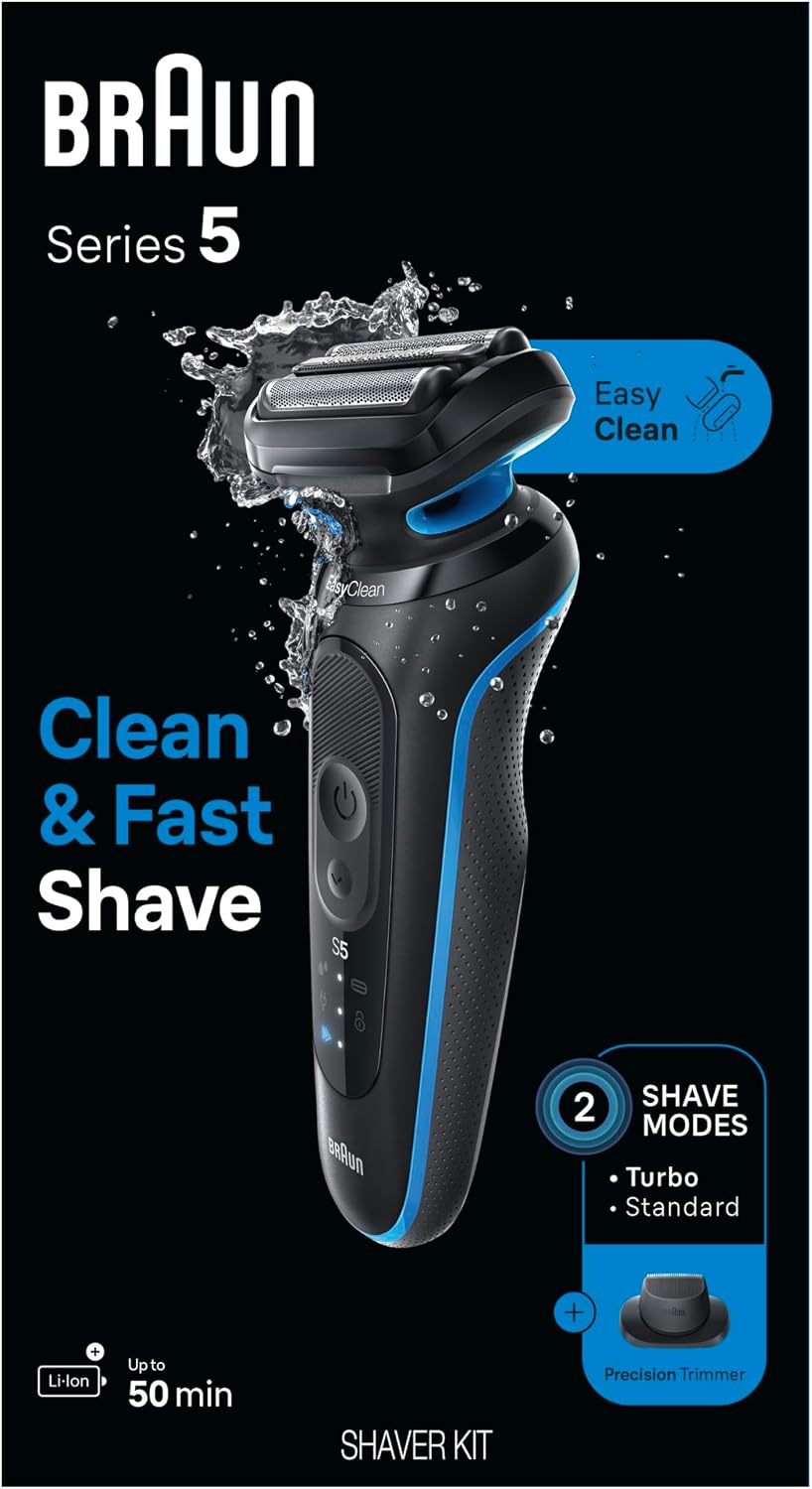 Braun Afeitadora eléctrica para hombres, Serie 5 5118s, Impermeable...