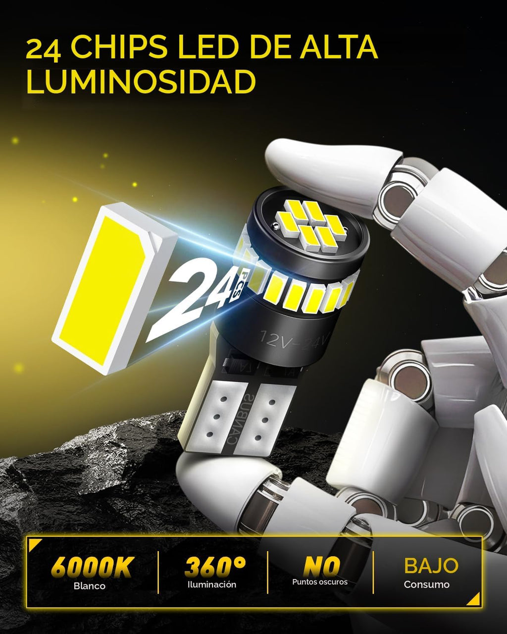 Bombillas LED superbrillantes tamaño 194 Auxito; 168, 2825, W5W, T1...