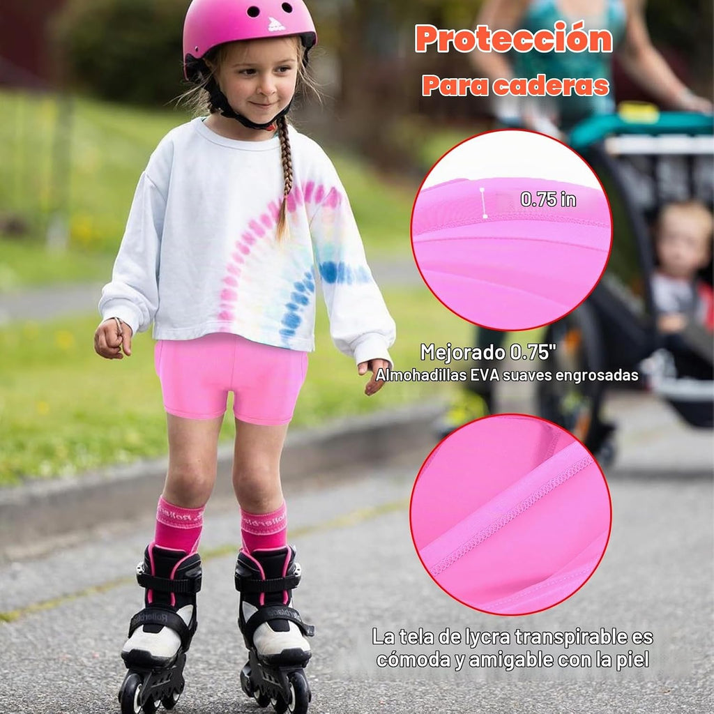 Pantalones cortos acolchados para niños para patinaje, almohadillas...