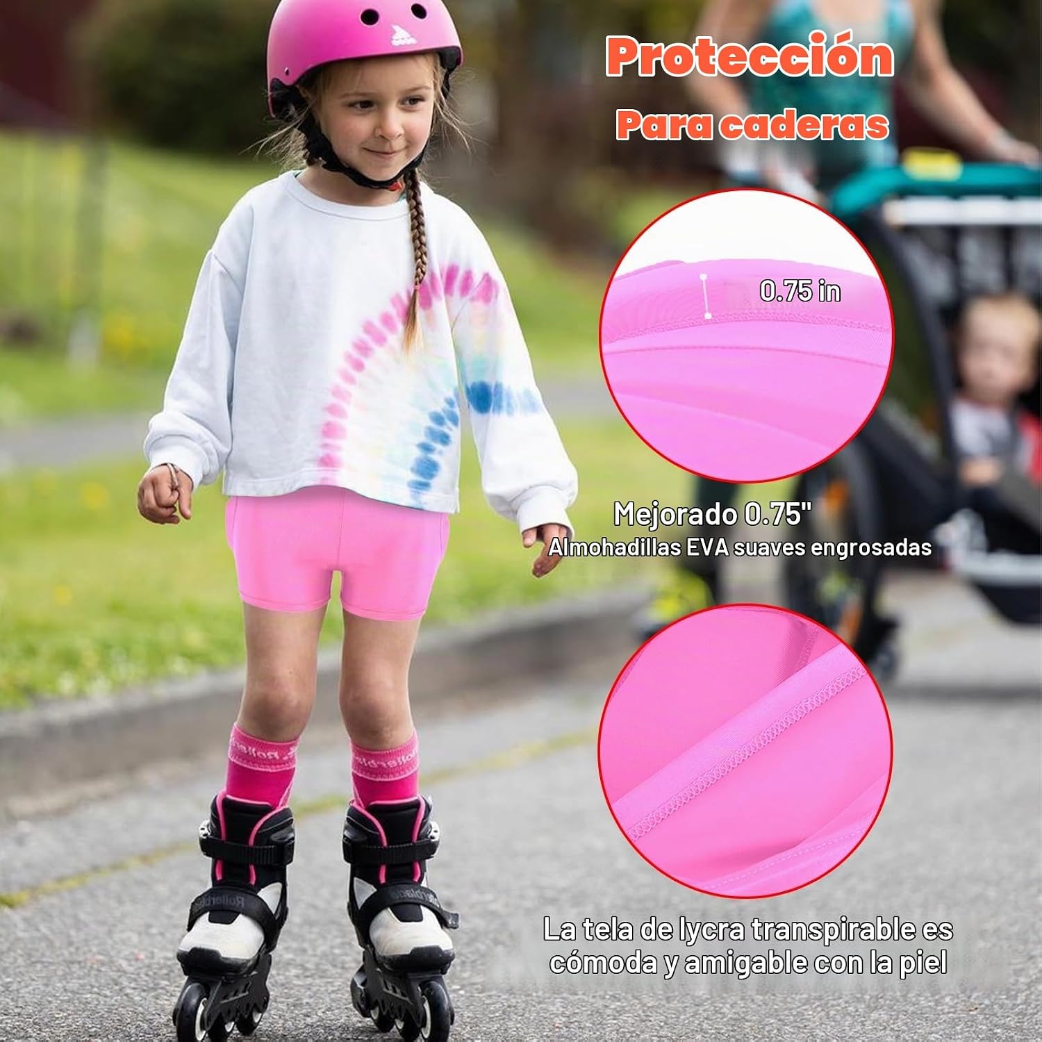 Pantalones cortos acolchados para niños para patinaje, almohadillas...