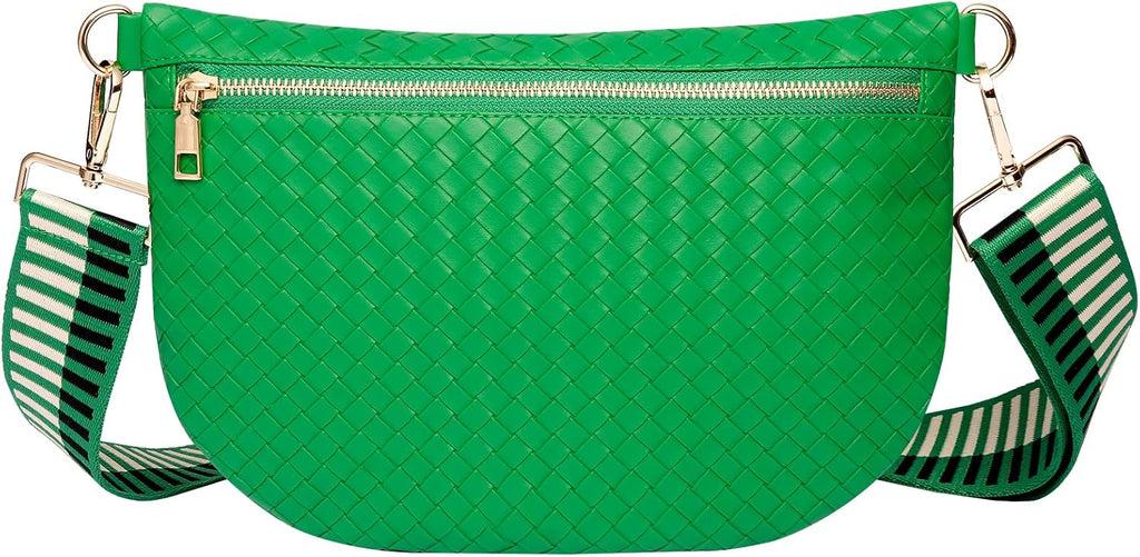 Bolsos cruzados tejidos para mujer, cinturón de cuero, riñonera, ca...