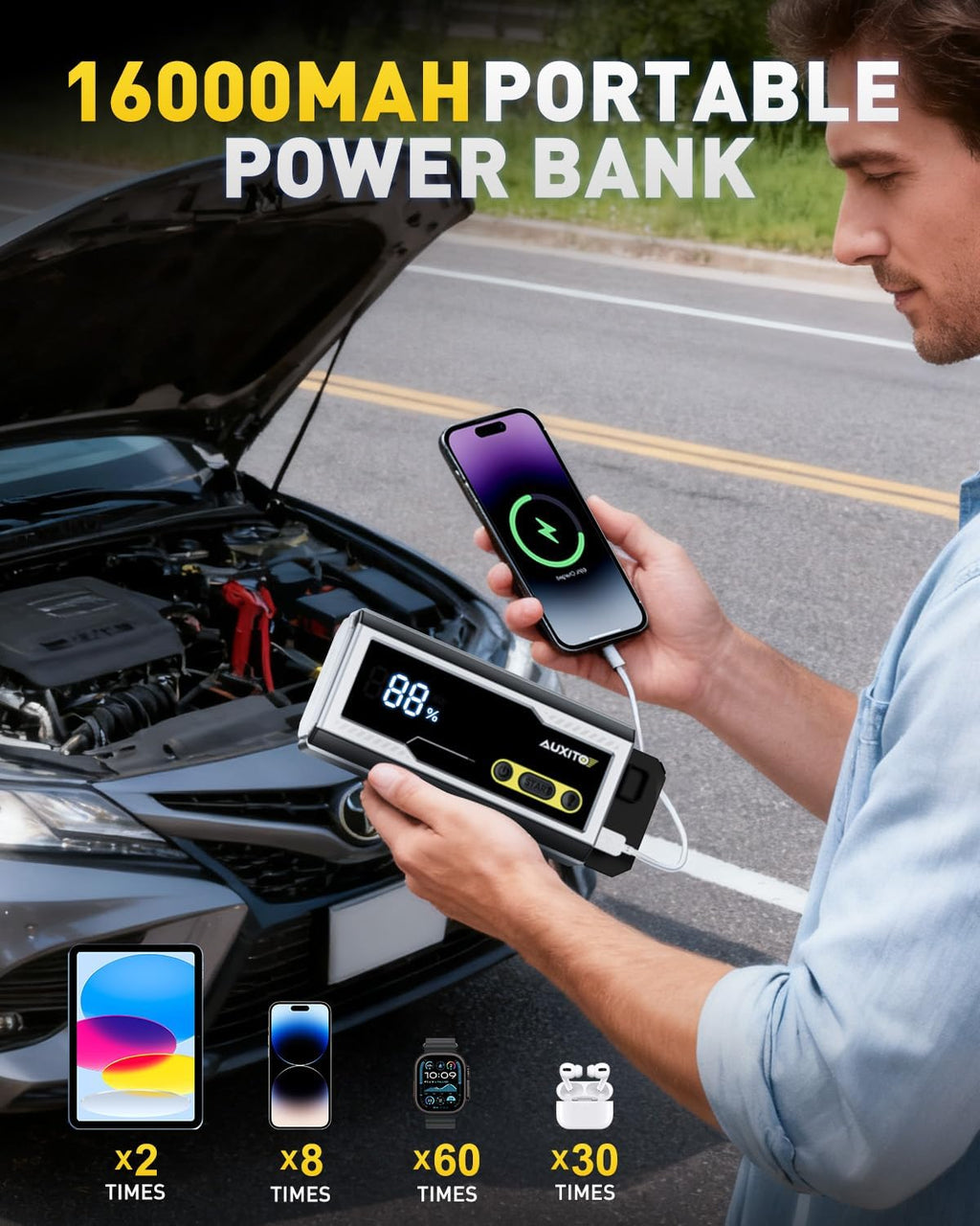 AUXITO T4 8000A portátil 12V batería de coche arrancador de salto p...
