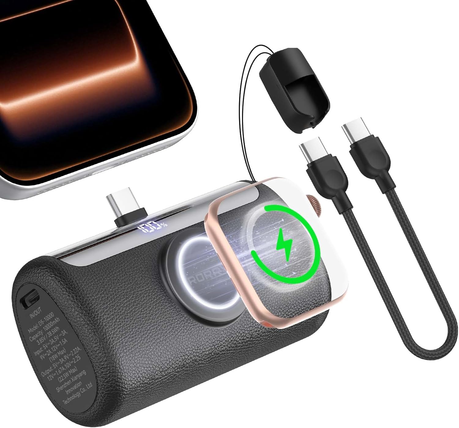 RORRY Mini Cargador Portátil USB C, 10000mAh PD 22.5W Banco de Ener...