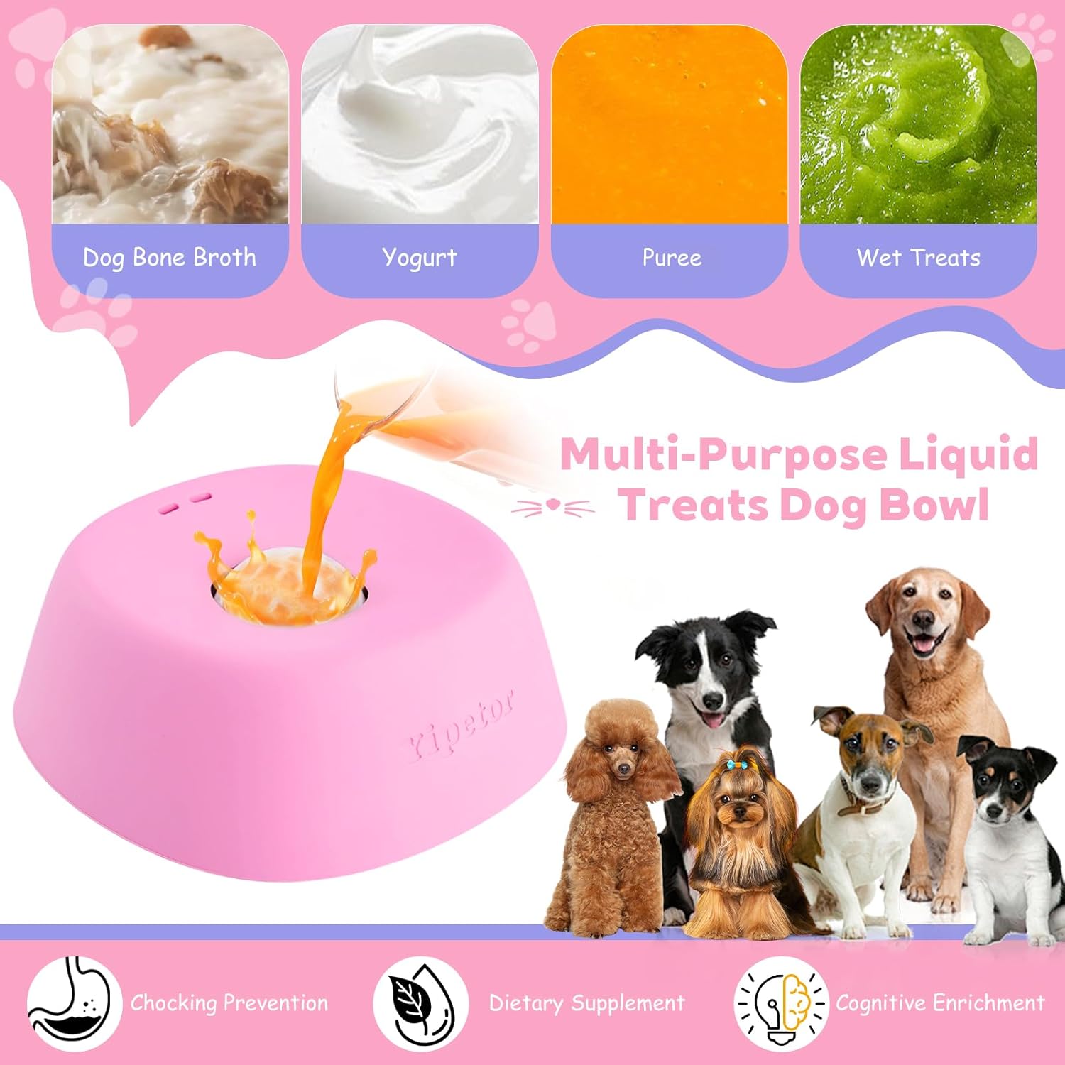 Yipetor Tazones de alimentación lenta para perros para golosinas lí...
