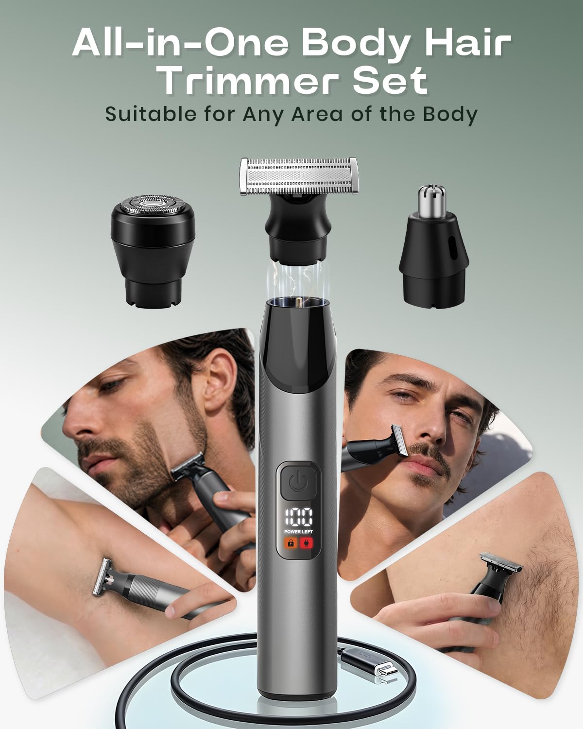 Recortadora de barba para hombres y cabello corporal, hoja de doble...