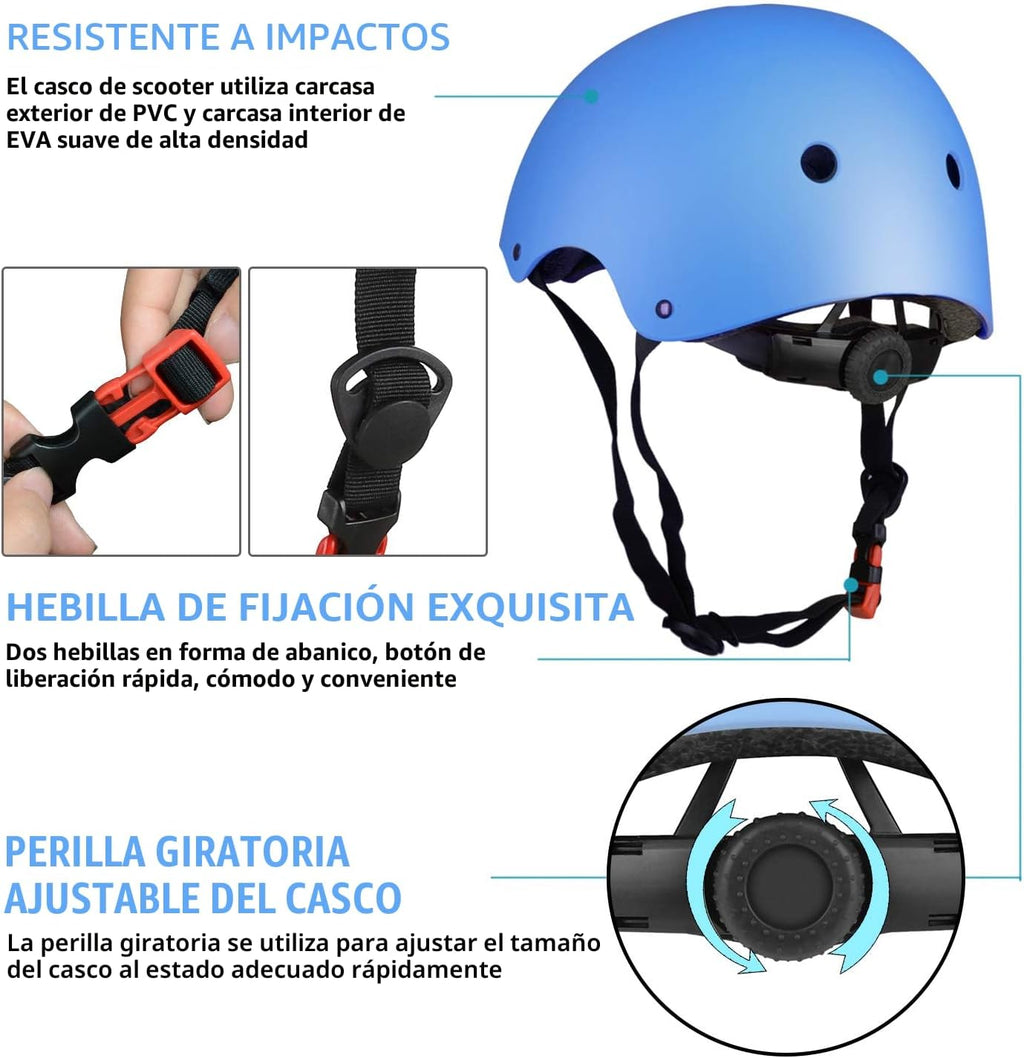 WayEee Juego de casco de bicicleta para niños, rodilleras, equipo d...
