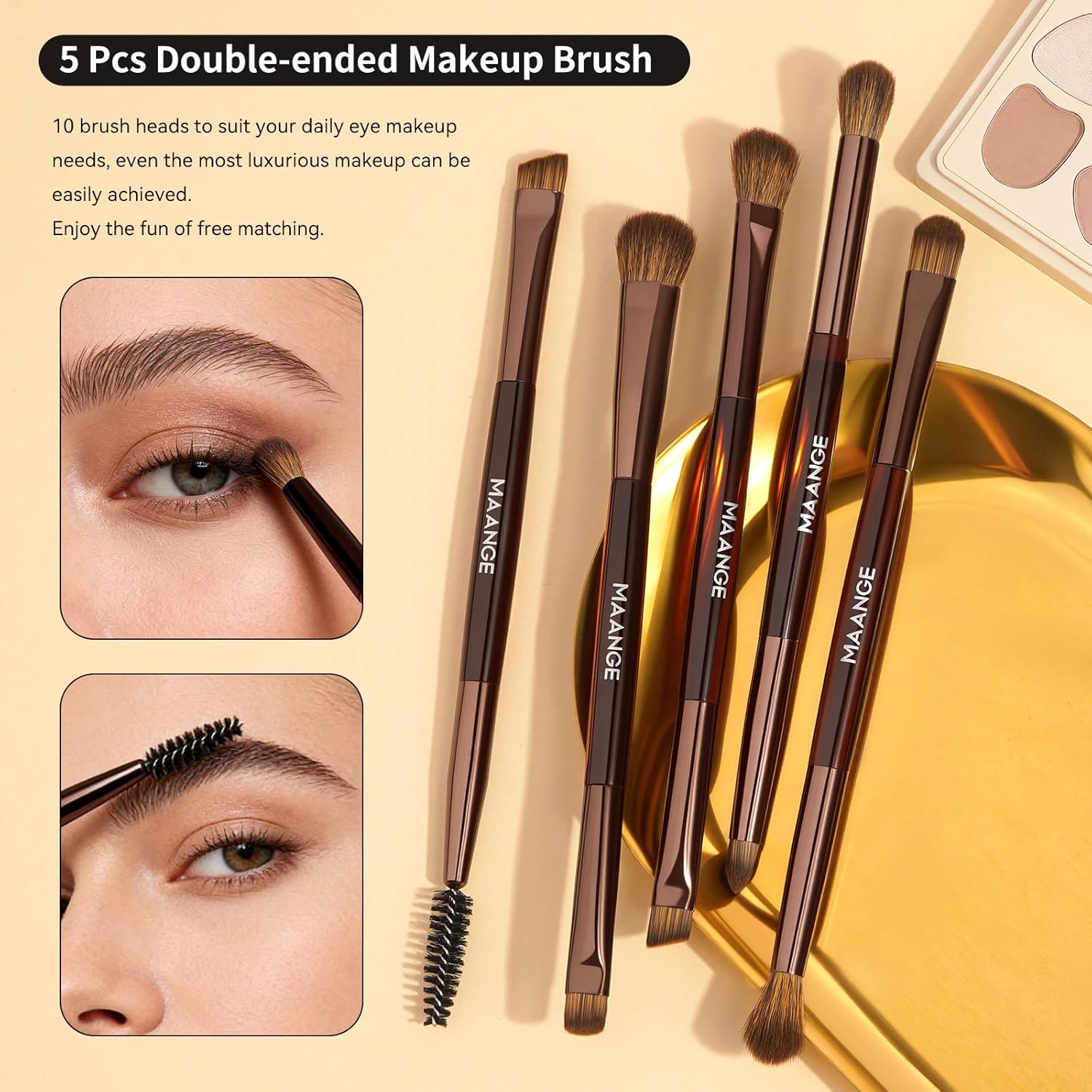 MAANGE 7 PCS Juego de brochas de maquillaje con bolsa, pinceles de...
