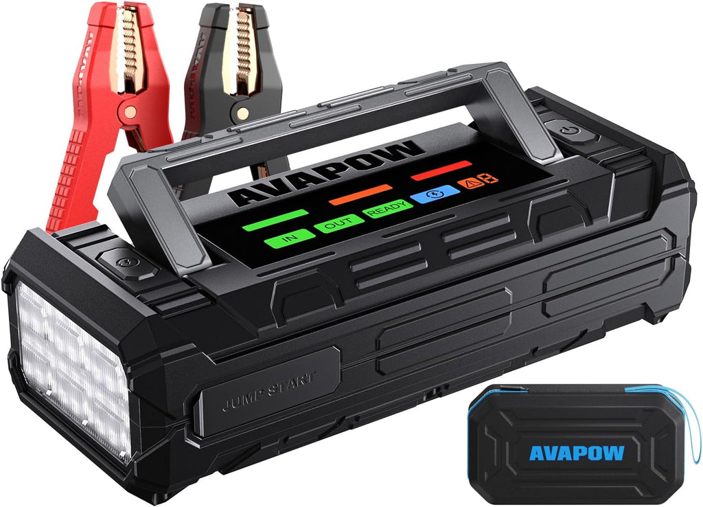 AVAPOW TJ68 Arrancador de Batería Portátil 10000A con Pantalla HD d...