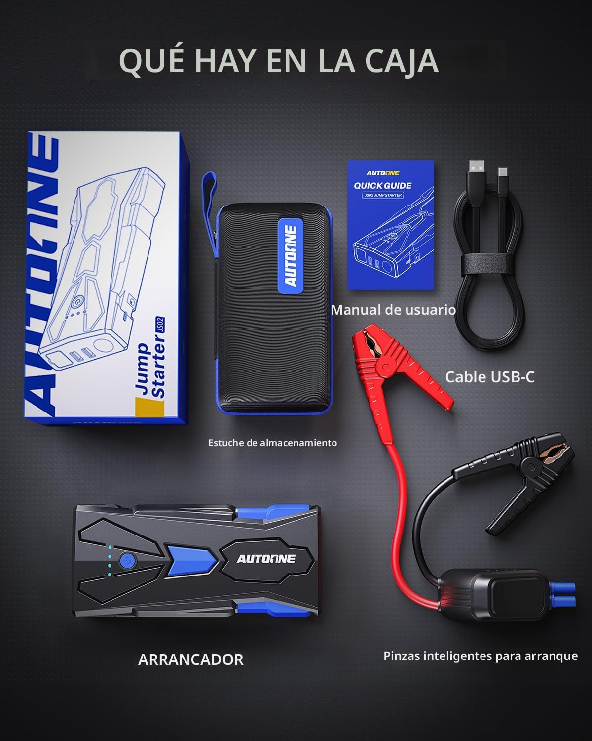 AUTOONE Arrancador de batería de coche de 6000 A hasta todos los mo...
