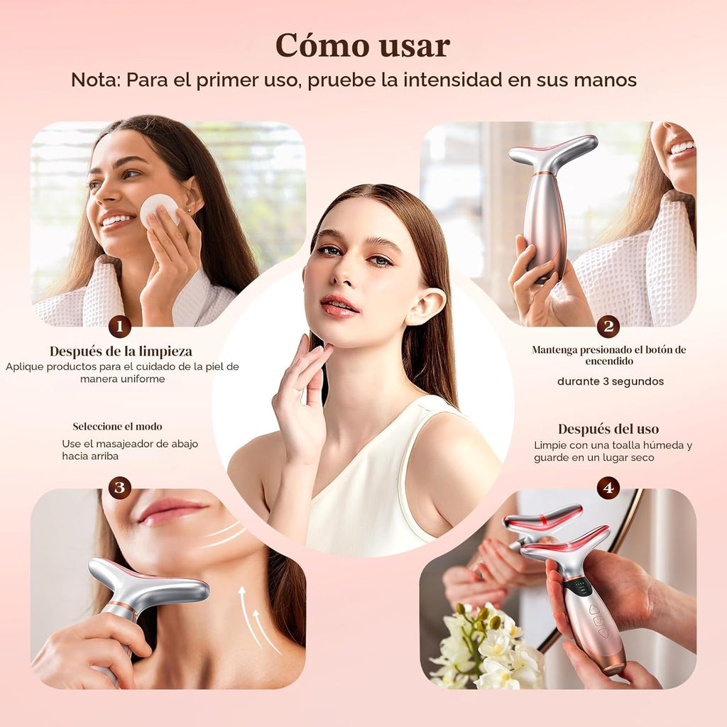 Pedete Masajeador Facial, Terapia de Luz Roja de 7 Colores para Ros...
