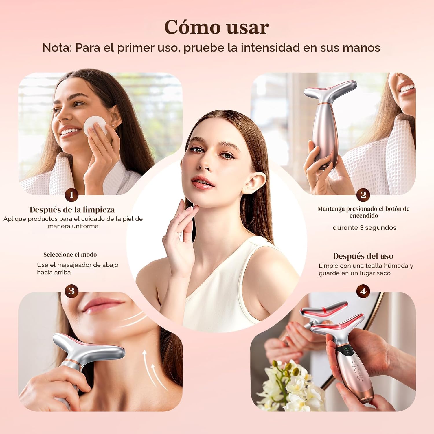 Pedete Masajeador Facial, Terapia de Luz Roja de 7 Colores para Ros...