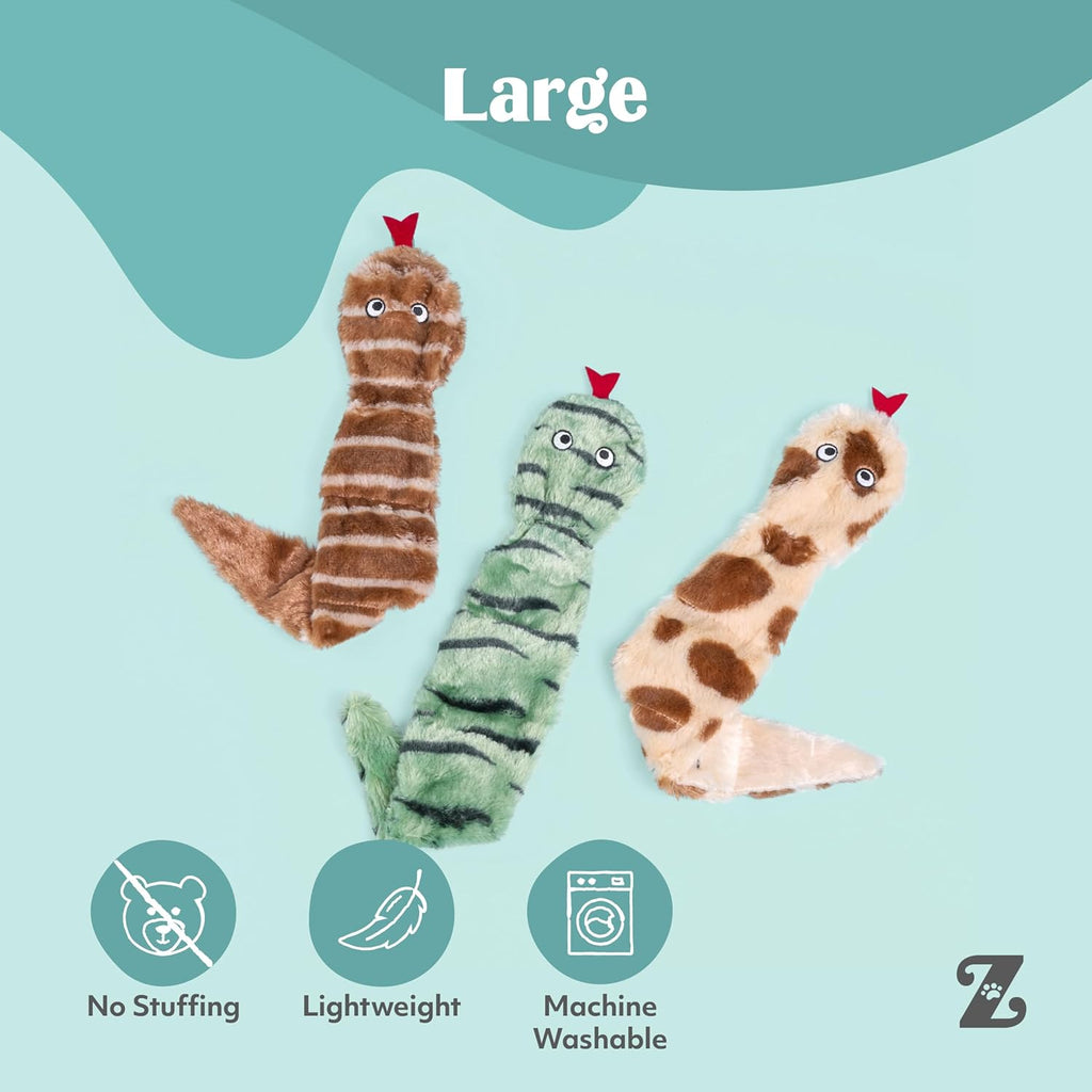 ZippyPaws Skinny Peltz - 3 serpientes multicolores, juguetes chirri...