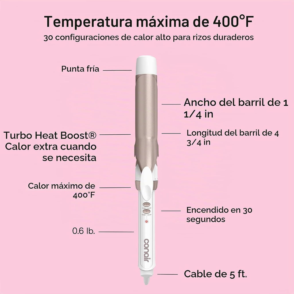 Conair Rizador de cerámica doble de 1 ¼ pulgada, barril de 1 ¼ pulg...