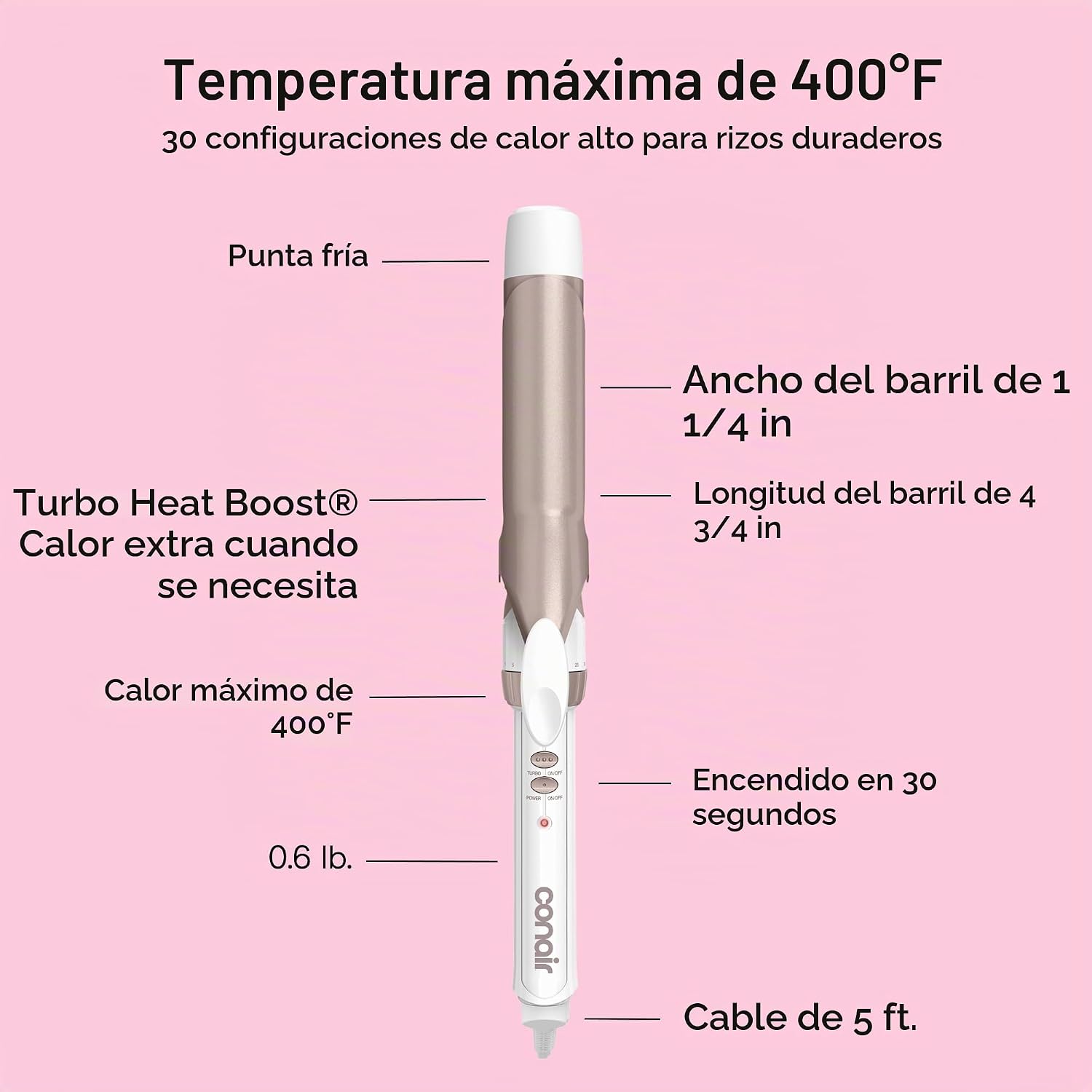 Conair Rizador de cerámica doble de 1 ¼ pulgada, barril de 1 ¼ pulg...