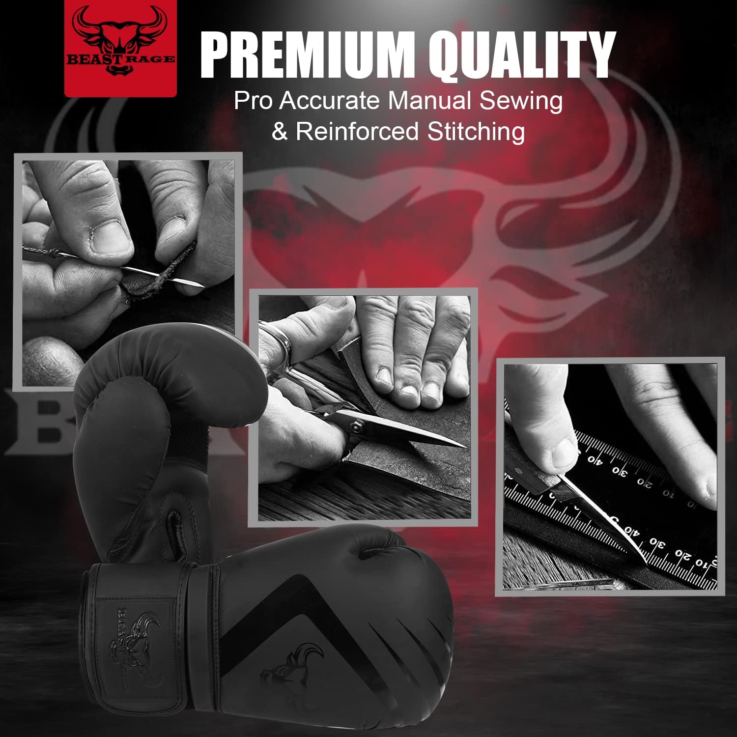 BEAST RAGE Guantes de boxeo Muay Thai Kickboxing MMA Bolsa de Lucha...