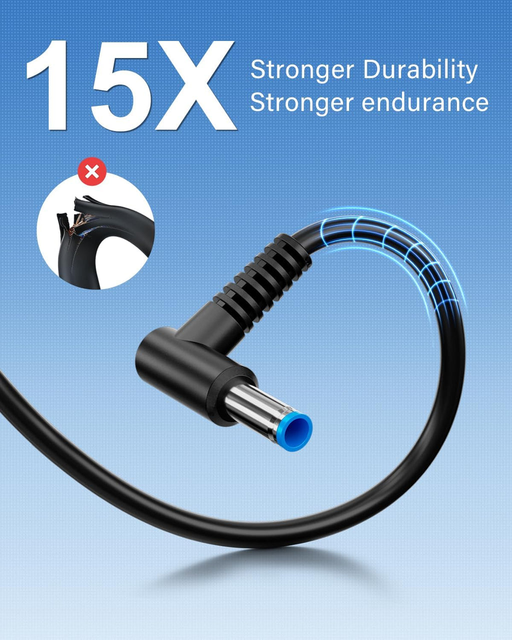 Cargador compatible con computadora portátil HP 65W 45W punta azul...