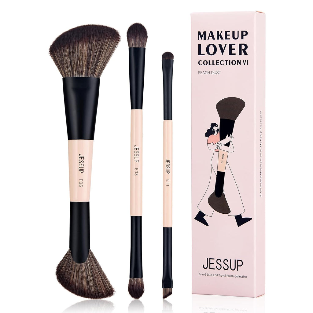 Jessup Juego de Brochas de Maquillaje de Viaje 3 piezas, Brocha de...
