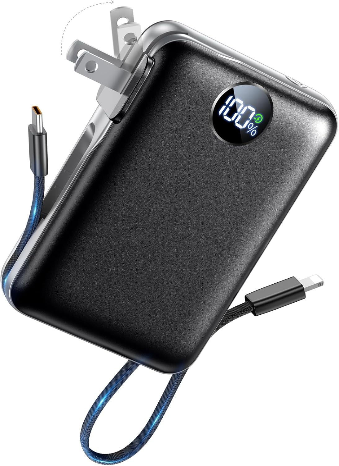 AIFENG Cargador portátil de batería de 10000 mAh, cables integrados...