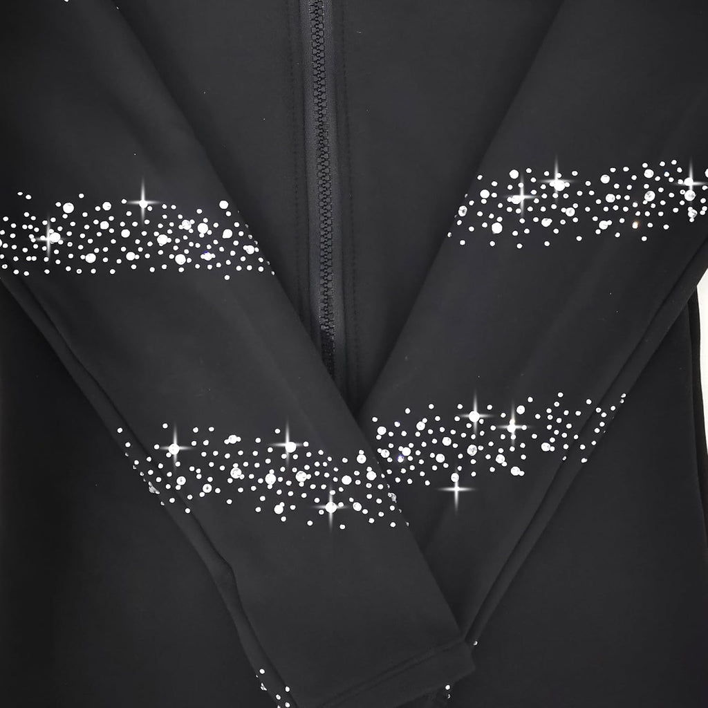JoyCan Chaqueta de entrenamiento de patinaje artístico de hielo neg...