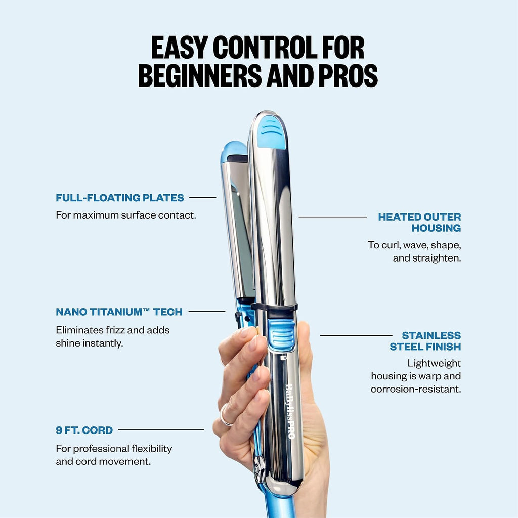 BaBylissPRO Nano Titanium Prima Ionic Hair Straightener - Plancha p...