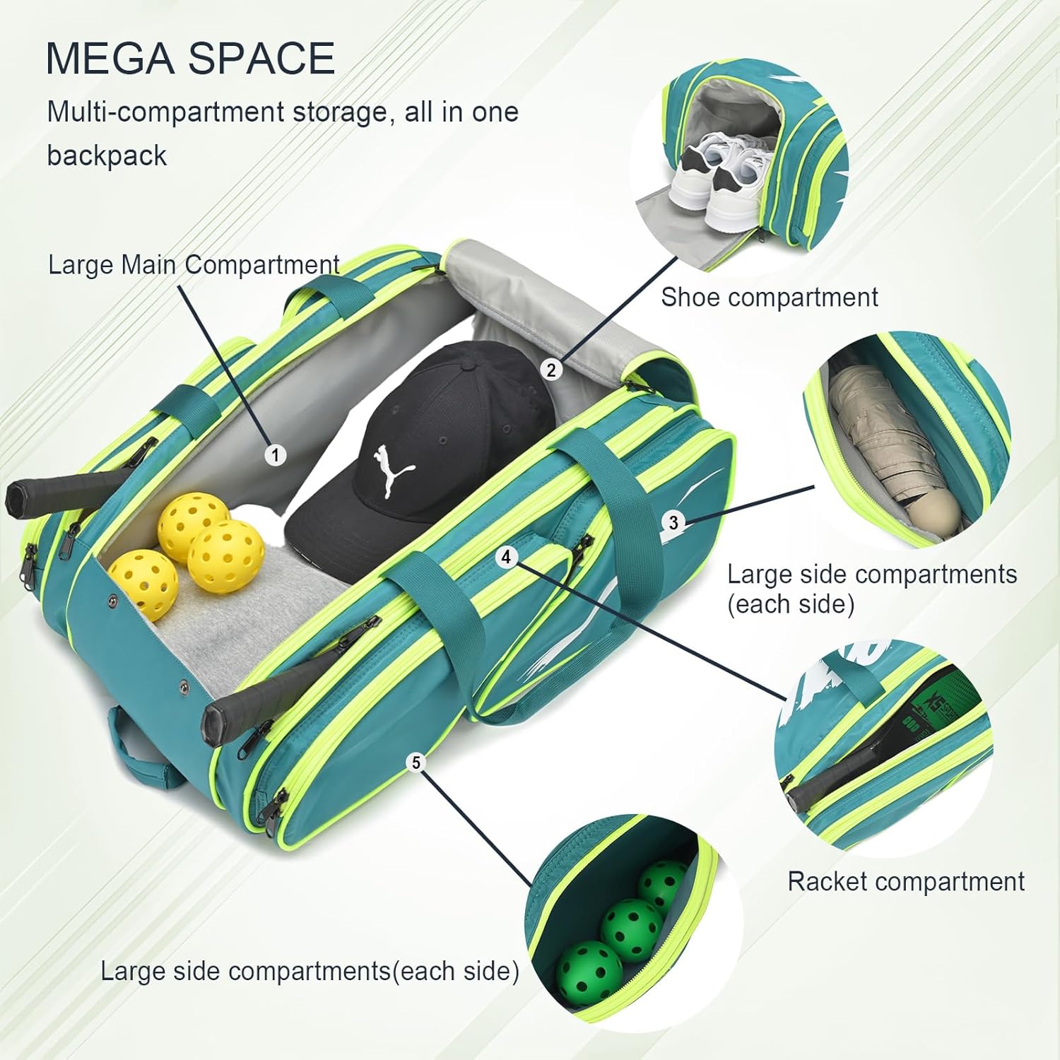 TILDOSAC Bolsa de pickleball \u2013 Bolsa grande de paleta para 4 p...