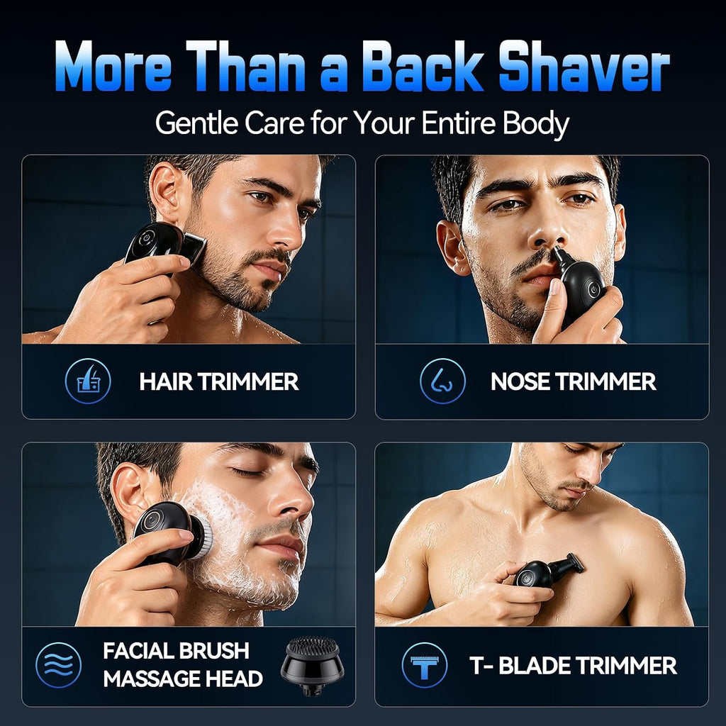ZOMU Afeitadora eléctrica de espalda para hombres, diseño de bloque...