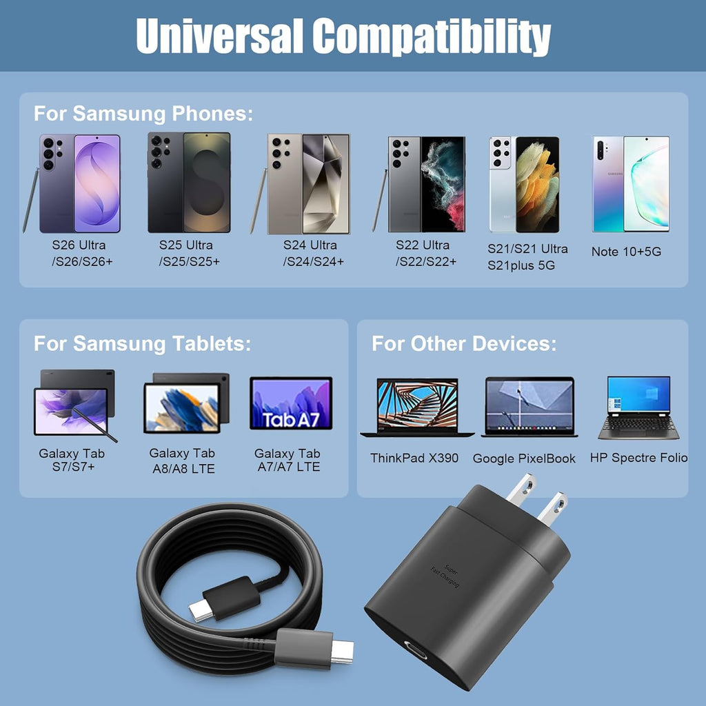 S25 S24 S23 S22 Cargador rápido para teléfono Samsung, cargador USB...