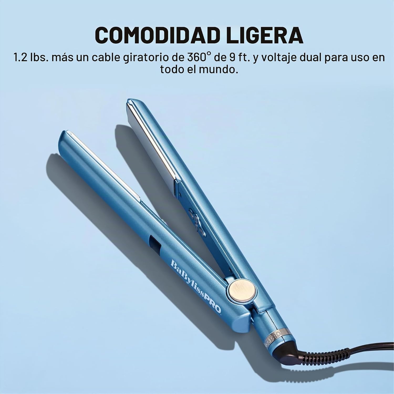 BaBylissPRO Plancha de pelo Nano Titanium, plancha plana digital pa...