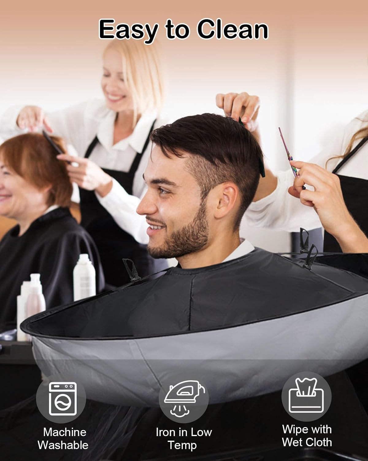 Capa de corte de pelo Lictin Negra - Capa de corte de pelo con para...