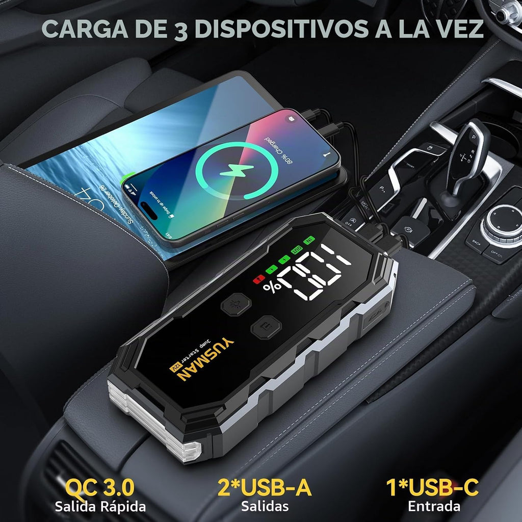 Arrancador de coche YUSMAN, paquete de batería de salto de 8000A 12...