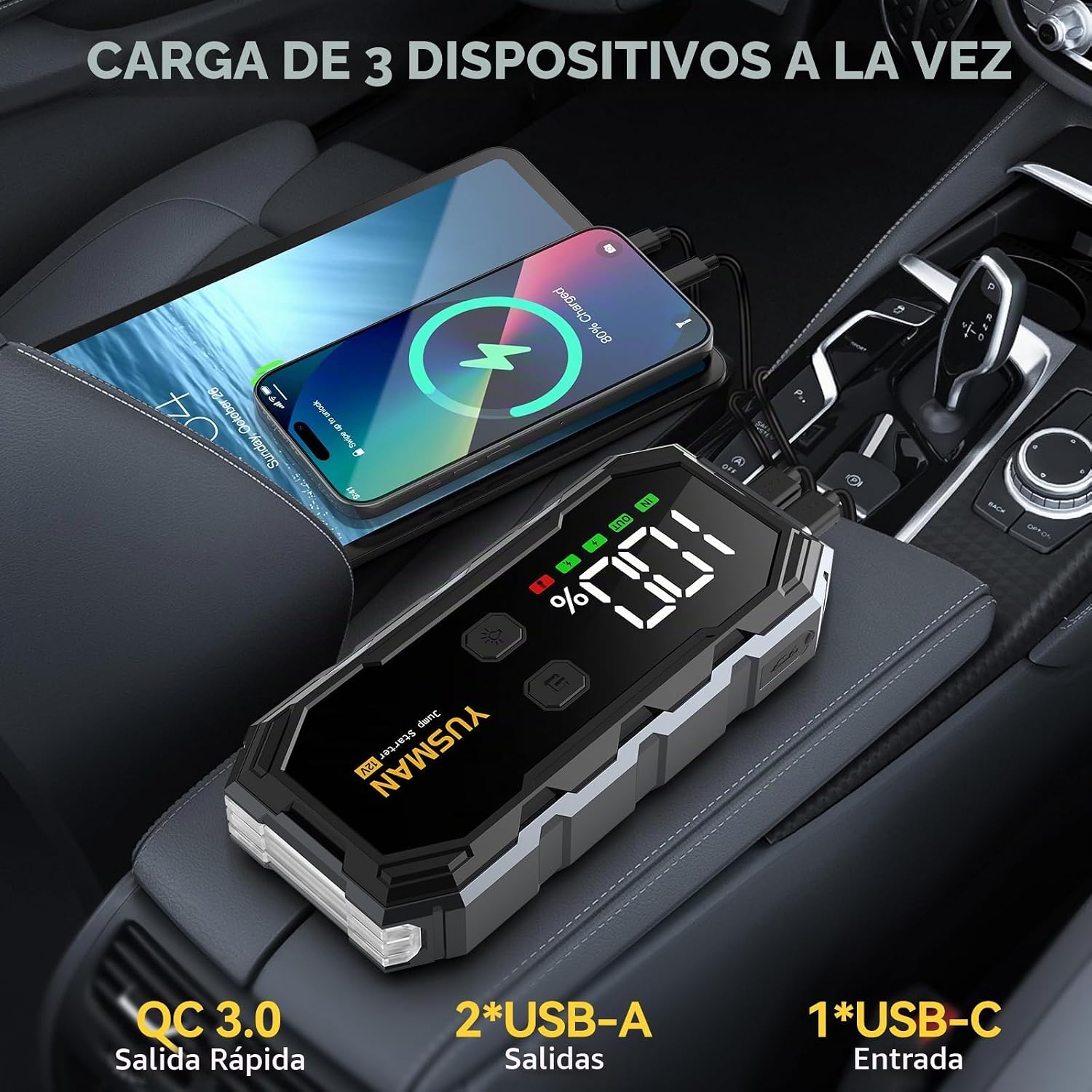 Arrancador de coche YUSMAN, paquete de batería de salto de 8000A 12...