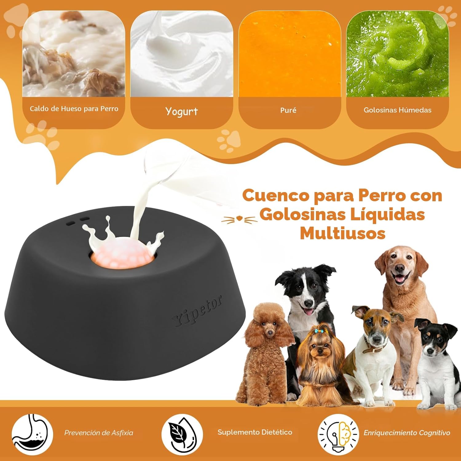 Yipetor Cuencos de alimentación lenta para perros para golosinas lí...