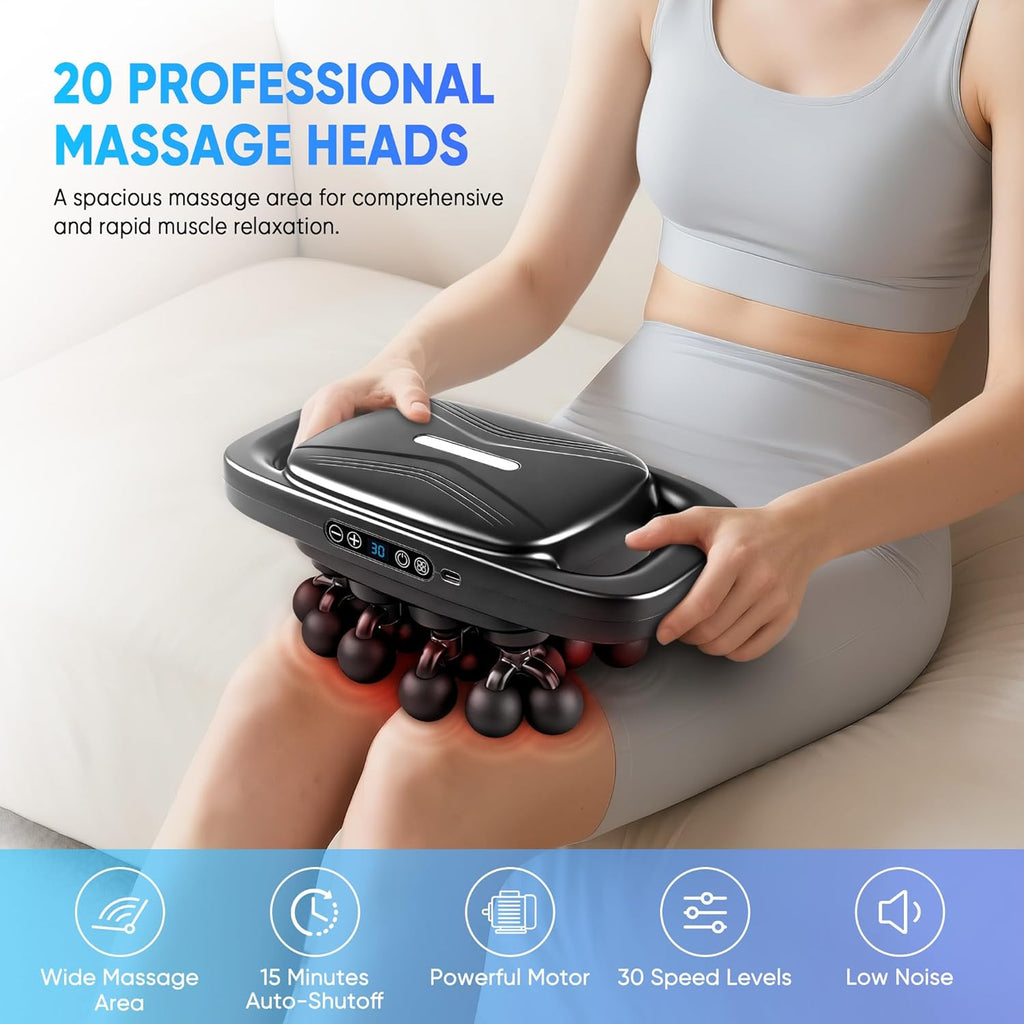 Kocuno 20-Head Massage Gun Set, Deep Tissue Massager with 3 Modes &...