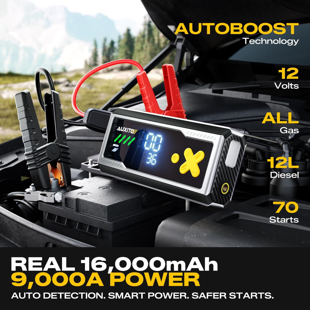 AUXITO Arrancador de 9000 A con compresor de aire de 160 PSI para t...