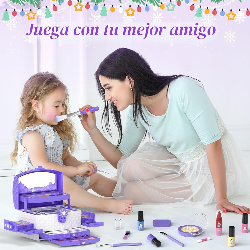 GirlsHome Kit de maquillaje infantil de 57 piezas para niñas, no tó...