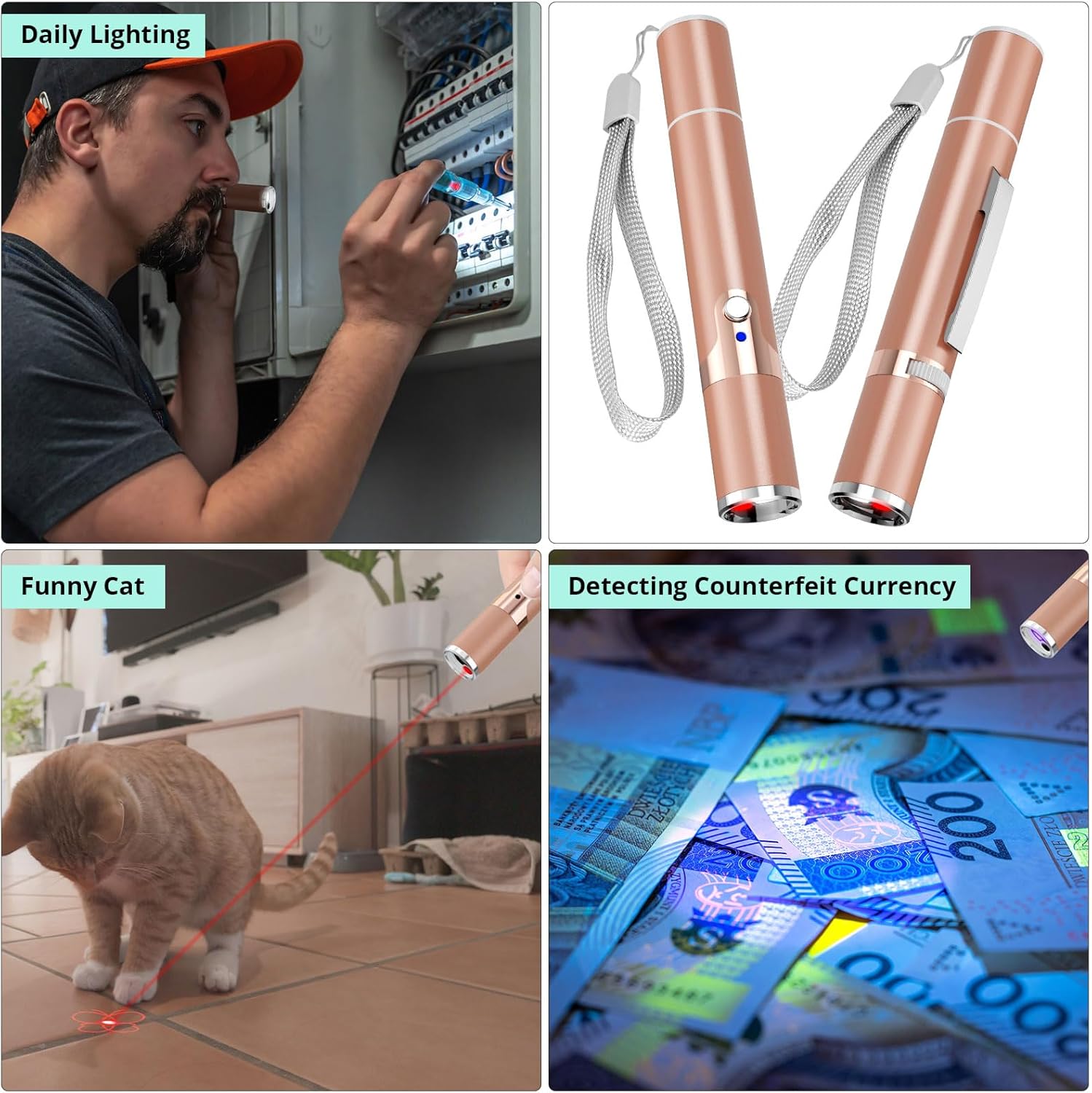 TBTeek Juguetes para gatos, con funda de metal, 2 piezas, recargabl...
