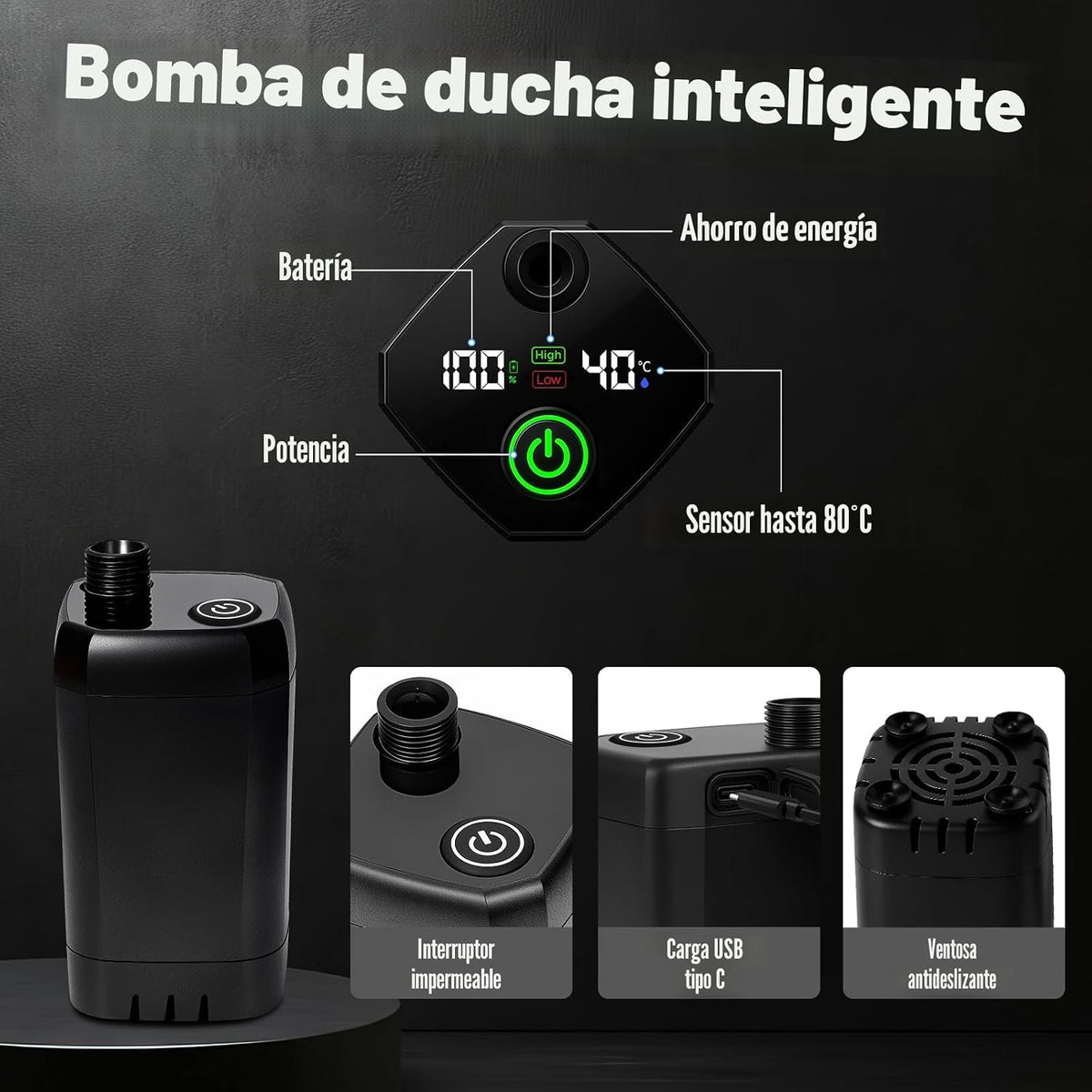 Ducha portátil con calentador, kit de tienda de campaña de privacid...