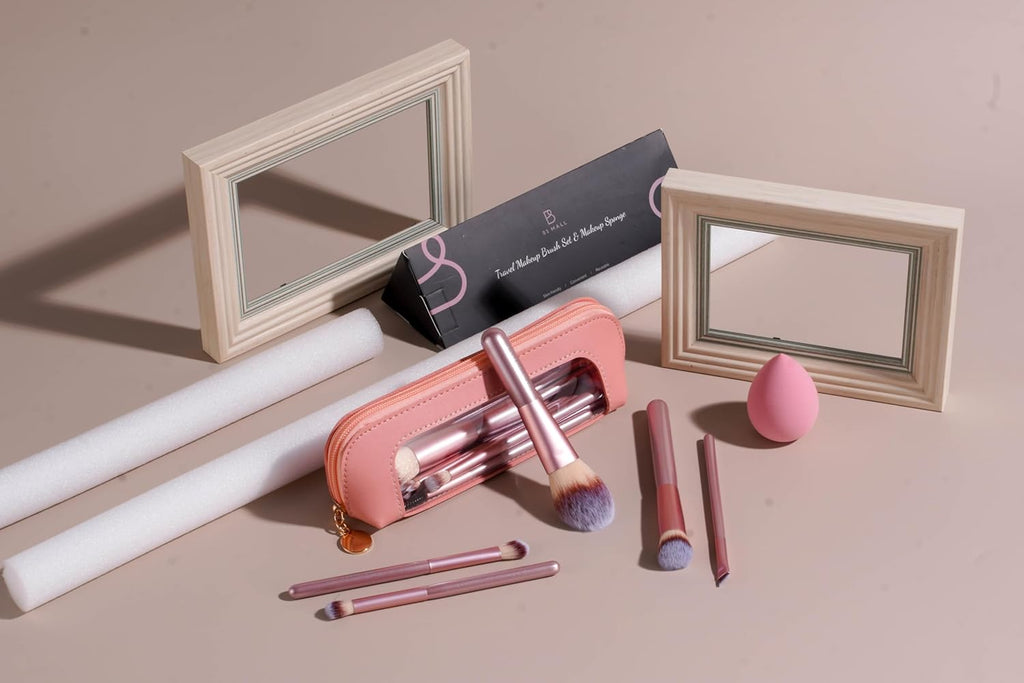 BS-MALL Juego de 14 brochas de maquillaje con 1 esponja de maquilla...