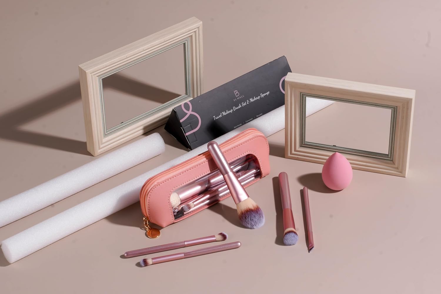 BS-MALL Juego de 14 brochas de maquillaje con 1 esponja de maquilla...