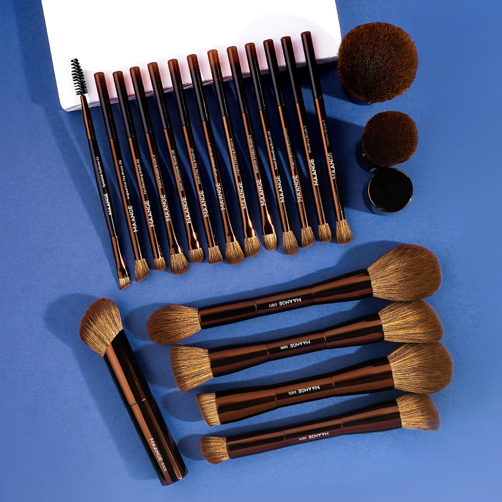 MAANGE Juego de 20 brochas de maquillaje con bolsa, cepillo Kabuki...
