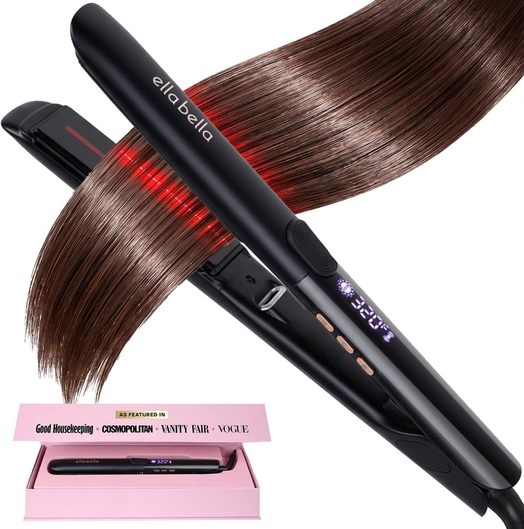 ELLA BELLA® Plancha plana de titanio para alisar el cabello, delgad...
