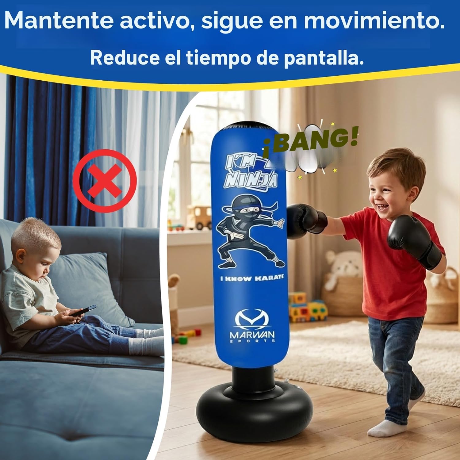 Marwan Sports Ninja - Saco de boxeo para niños, juguete sensorial i...