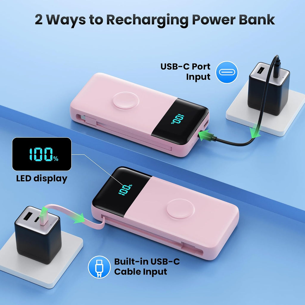 Cargador portátil de 40800 mAh con cables integrados, batería portá...